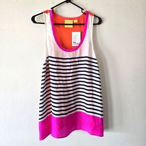 MAEVE ANTHROPOLOGIE Racerback Tanktop Blouse Colorblock Pinstripes Size Large